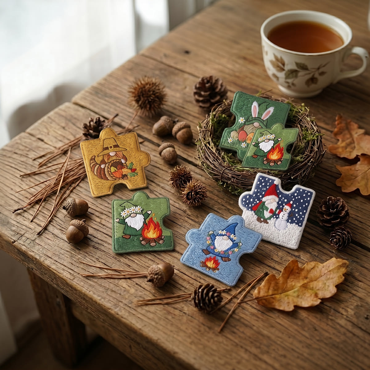 Rubbyoo Diy Magnet & Brooch Embroidery Puzzle Kit - Gnome Puzzle Fridge Magnet | Birthday Gift For Her - image 5