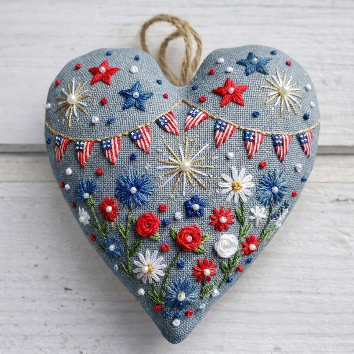 Rubbyoo Heart Embroidery Kit - Shining Day | Semiquincentennial Anniversary Pattern | Patriotic Present Choice - image 7