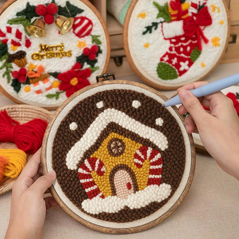 Gingerbread House Punch Needle Kit - Handmade Christmas Ornaments | Perfect For Christmas Coasters  - image 5