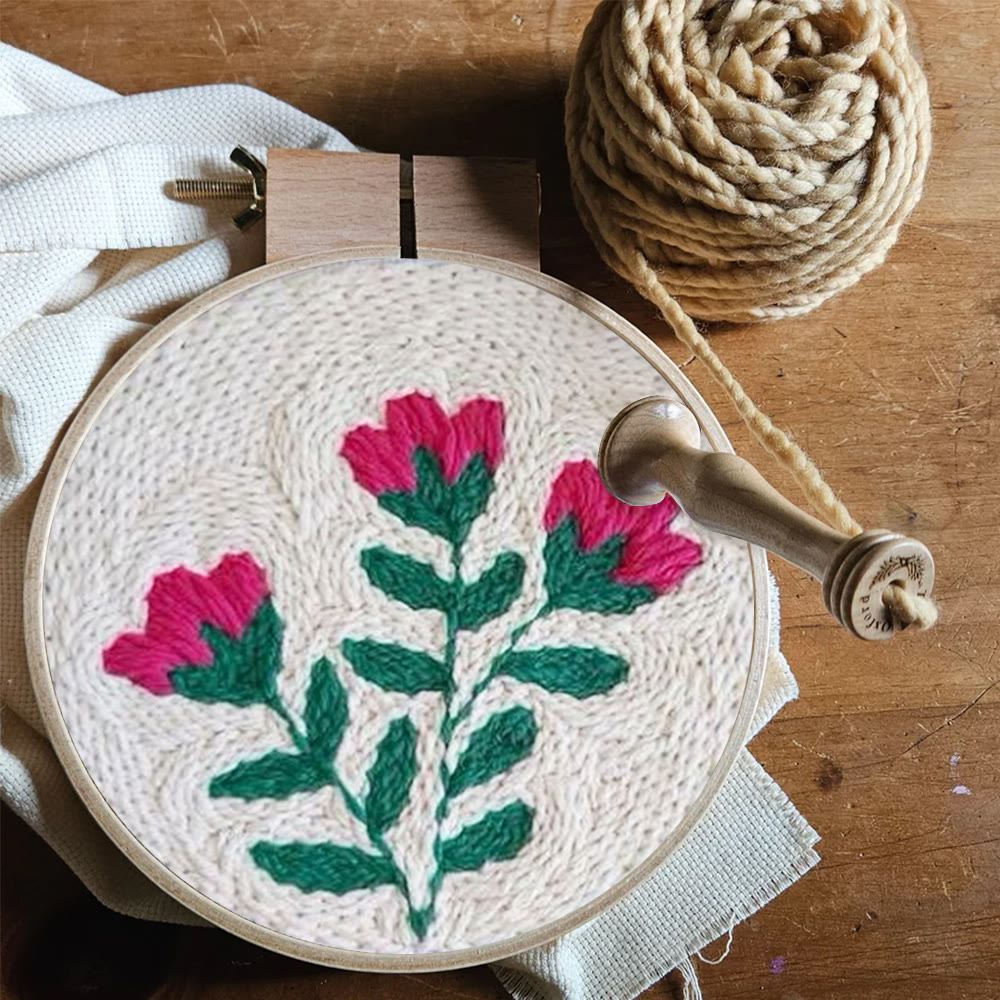 Pink Flower Punch Needle Kit - Beginner Handmade Carft | Diy Hanging Wall Art  - image 9