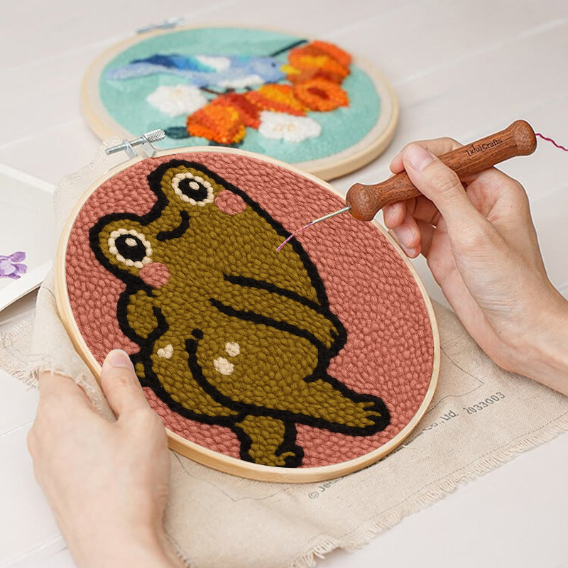  Cheeky Forg Punch Needle Kit - Cute Animal Decor | Handmade Art Craft  - image 7