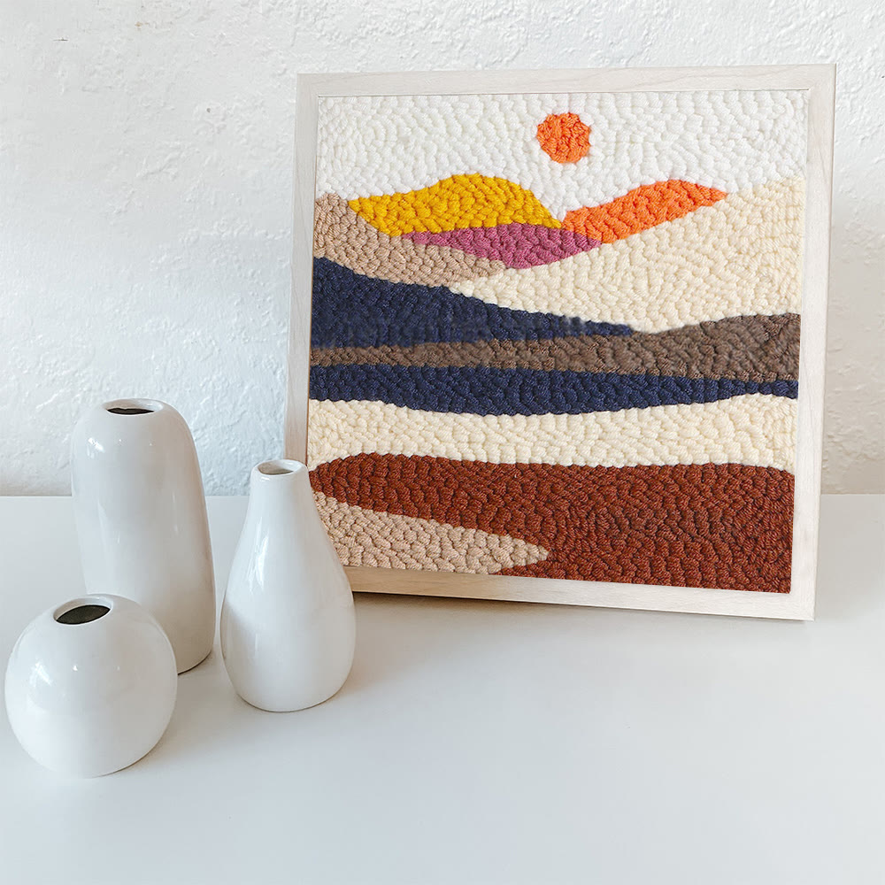 Desert Sunrise Square Punch Needle Kit - Beautiful Landscape Craft | Easy Needlework For Beginner - image 4