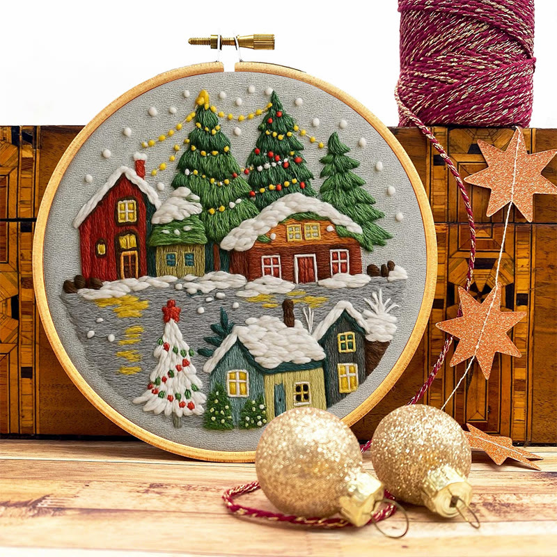 Rubbyoo Embroidery Kit - Christmas Colorful Cottage | Ideal Holiday Gifting Choice | Rich Texture Stitch Craft - image 10