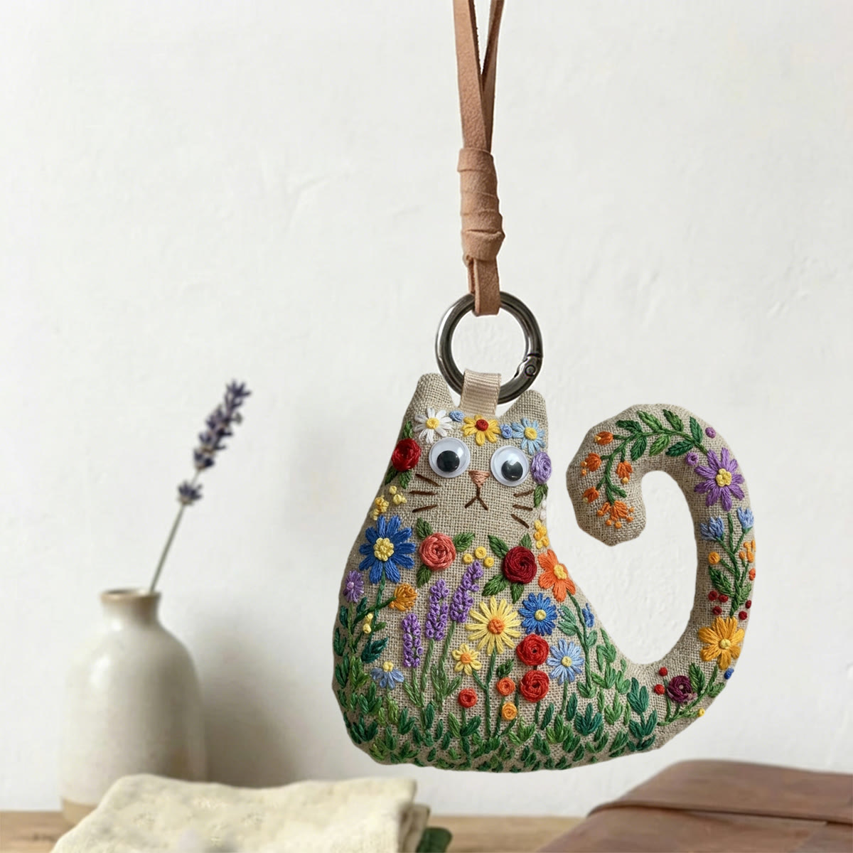 Rubbyoo Cat Embroidery Kit - Wildflower Meadow Design | Diy Hand-stitched Gift | Boho Chic Accessory - image 9