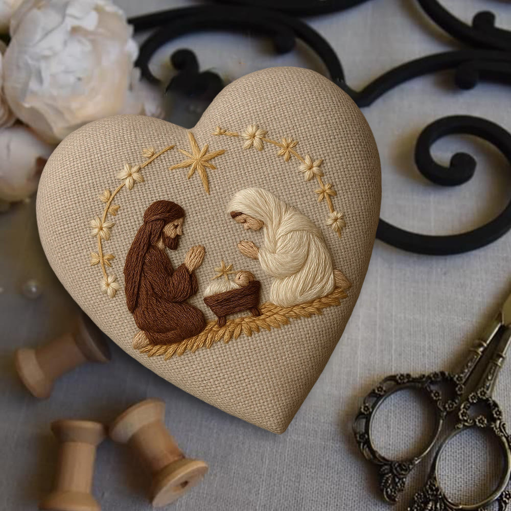 Rubbyoo Heart Embroidery Kit - Nativity Scene | Christmas Hanging Craft | Unique Handmade Art - image 10