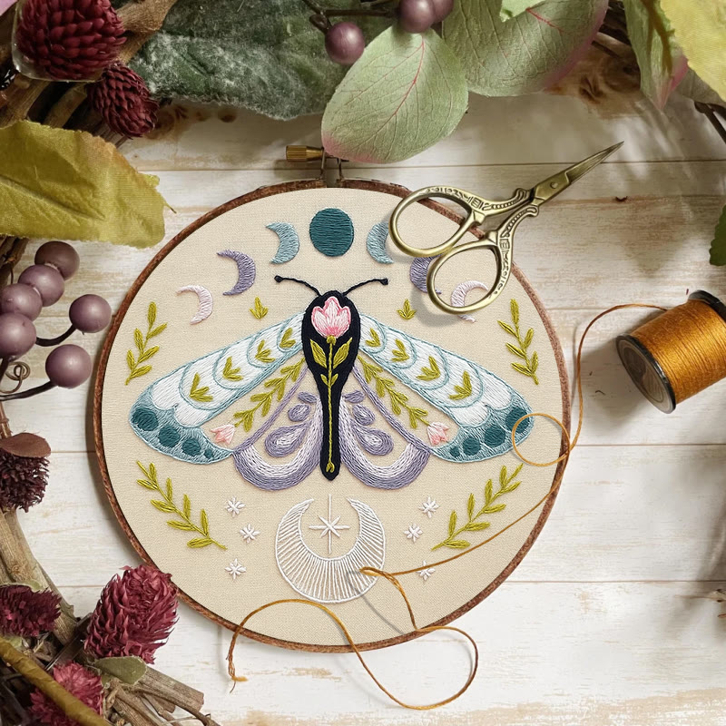 Rubbyoo Embroidery Kit - Celestial Lunar Moth | Creative Handmade Craft | Unique Hanging Ornament - image 6