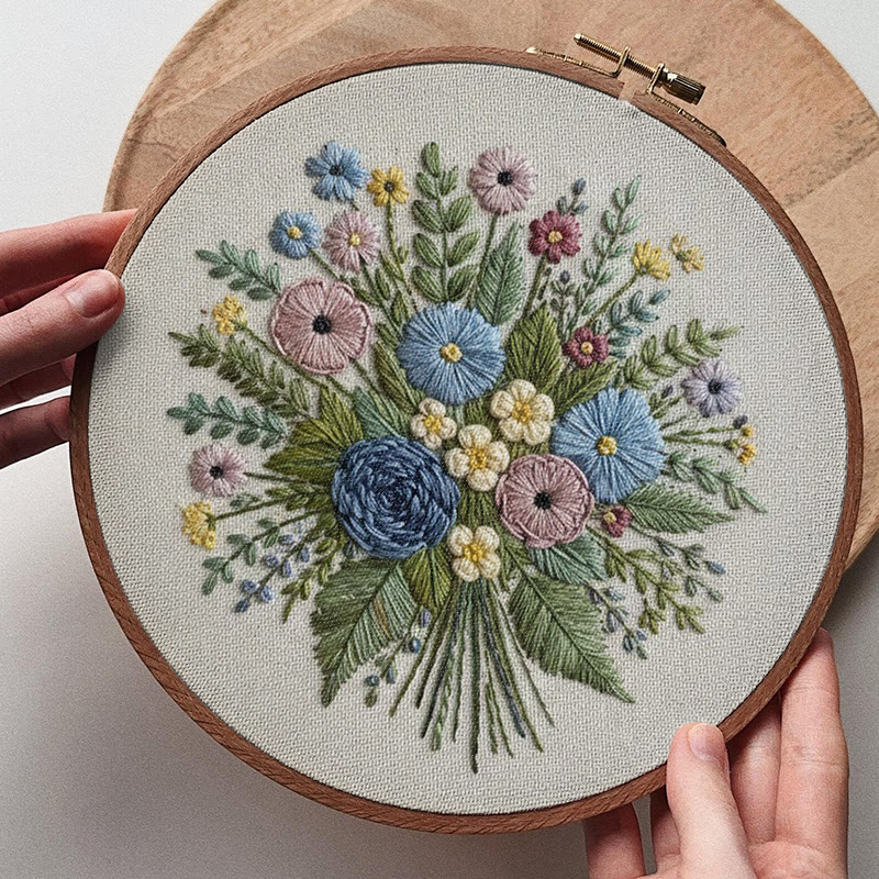 Rubbyoo Embroidery Kit - Wildflower Bouquet | Blooming Handmade Art | Spring Stitch Pattern - image 9
