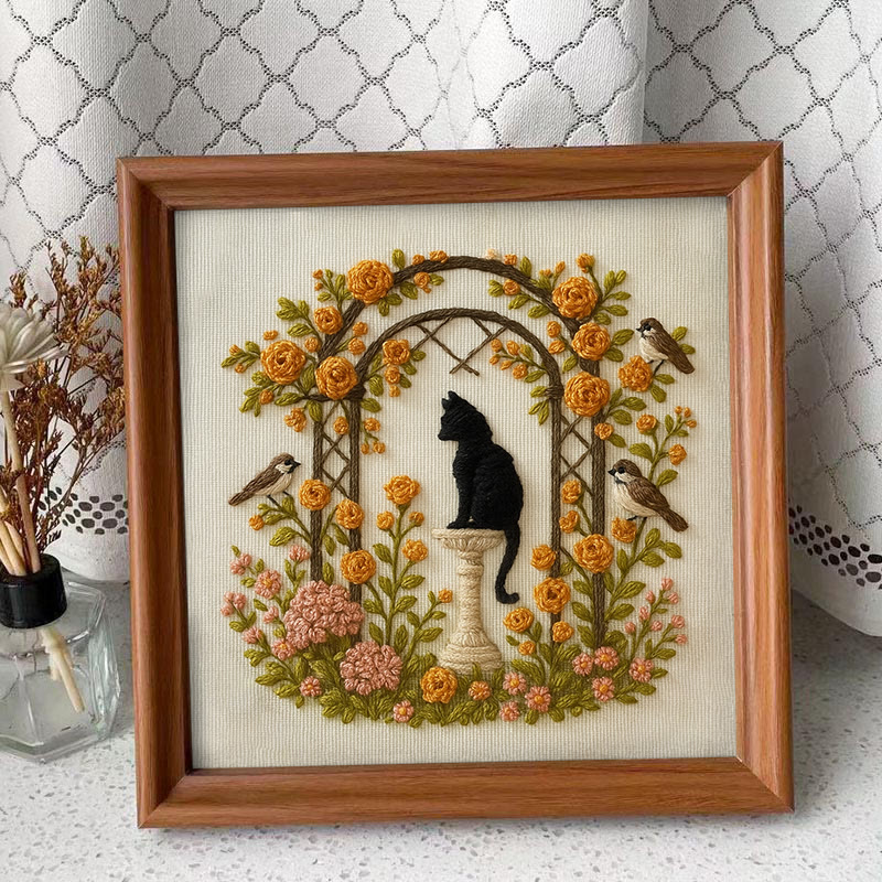 Rubbyoo Embroidery Kit - Cat With Blooming Flowers | Handicraft For Wedding Gifts | Perfect As Room Decor - Embroidery Kit Plus An Extra Frame - image 10