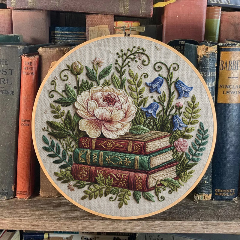 Rubbyoo Embroidery Kit - Blooming Flower With Book | Perfect Bookshelf Ornament | Nice Gifts For Her - image 8