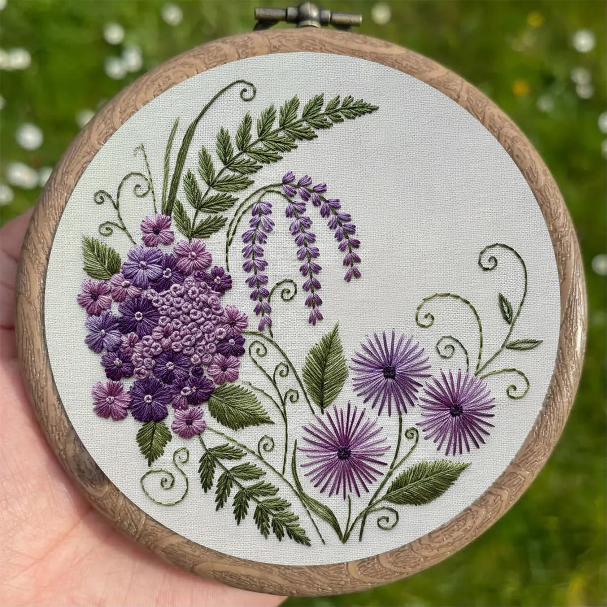 Rubbyoo Embroidery Kit - Purple Flower | Beginner Friendly Hoop Art | Gift For Her - image 4