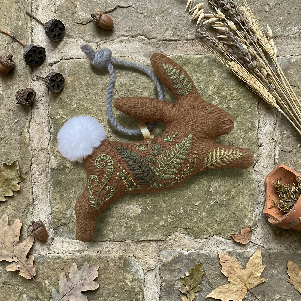 Rubbyoo Rabbit Embroidery Kit - Green Fern Leaves | Entry-level Diy | Elegant Hanging Decoration - image 5