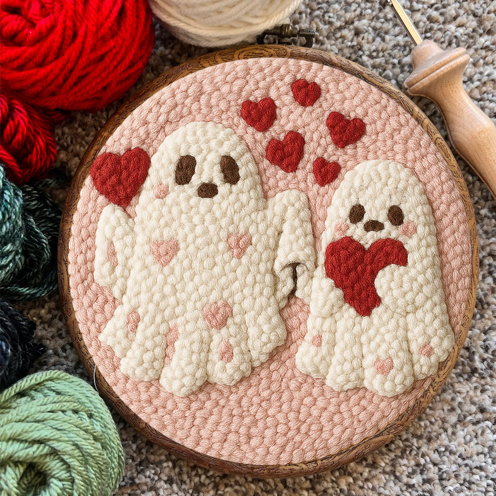 Snuggly Heart Ghost Pair Punch Needle Kit – Newcomer-friendly Diy Craftwork | Heartfelt Gifting Favorite - image 12