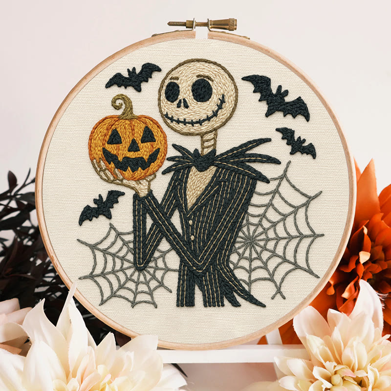 Rubbyoo Embroidery Kit - Skull Ghost In Suit |  Hoop Art For Halloween | Spooky Wall Decor - image 3