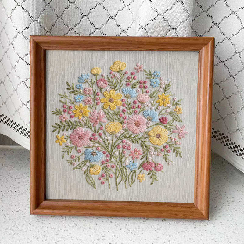 Rubbyoo Embroidery Kit - Colourful Flowers | Easy Stitch Craft | Unique Handmade Gift For Her - Embroidery Kit Plus An Extra Frame - image 10