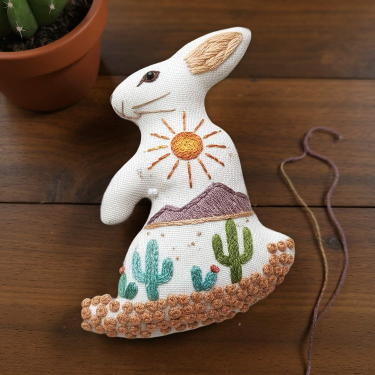 Rubbyoo Rabbit Embroidery Kit - Sun In Desert | Easy Handmade Stitch | Unique Handmade Pendants - image 5