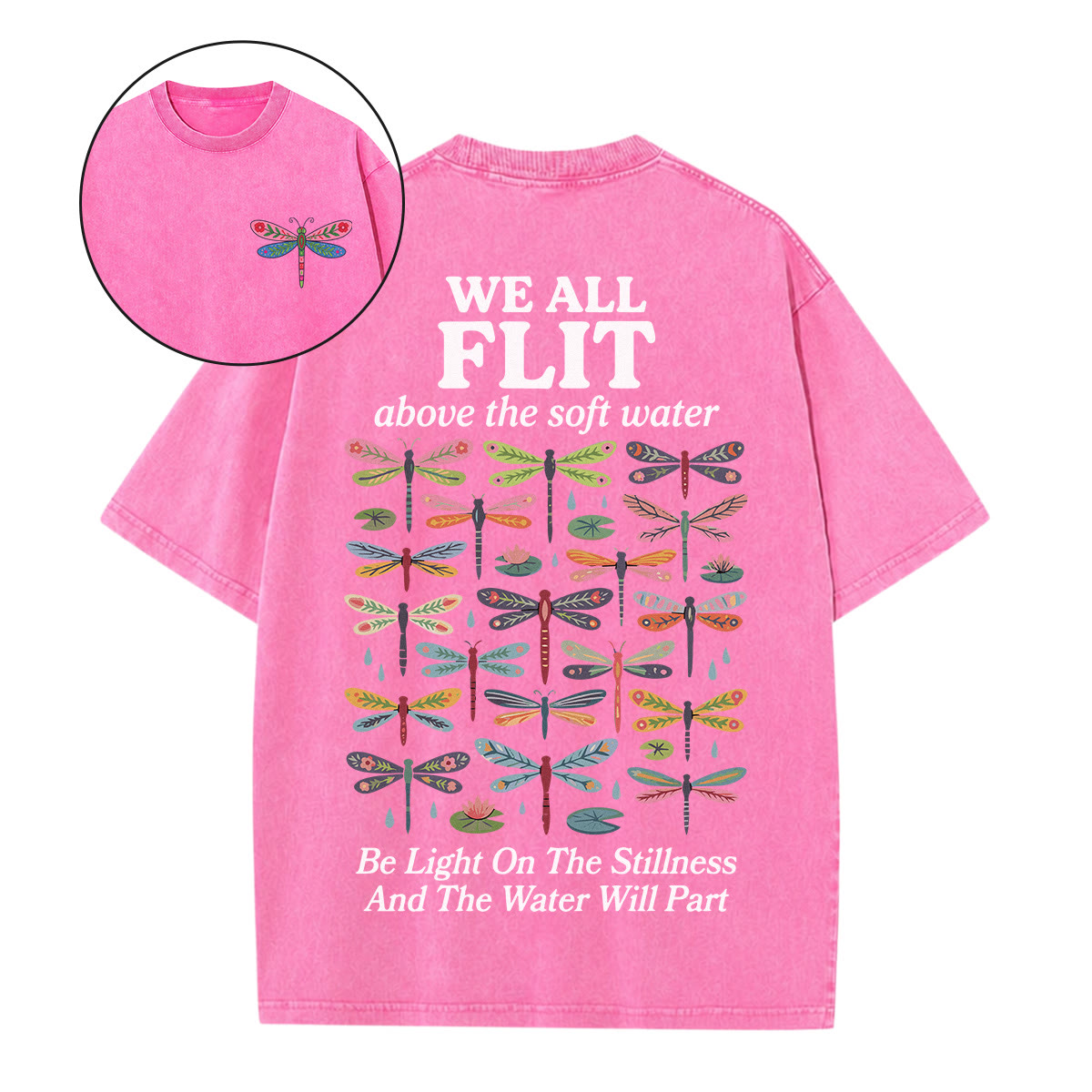 Rubbyoo We All Flit Above The Soft Water Double Sided Unisex Washed T-shirt - Pink - 5XL - image 13