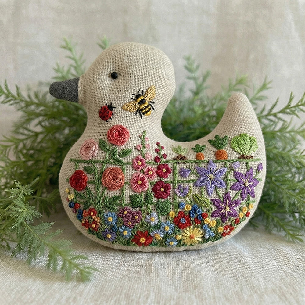 Rubbyoo Duck Embroidery Kit - Bee Blooming Garden | Small Pendant Decor | Creative Gift For Mother - image 7