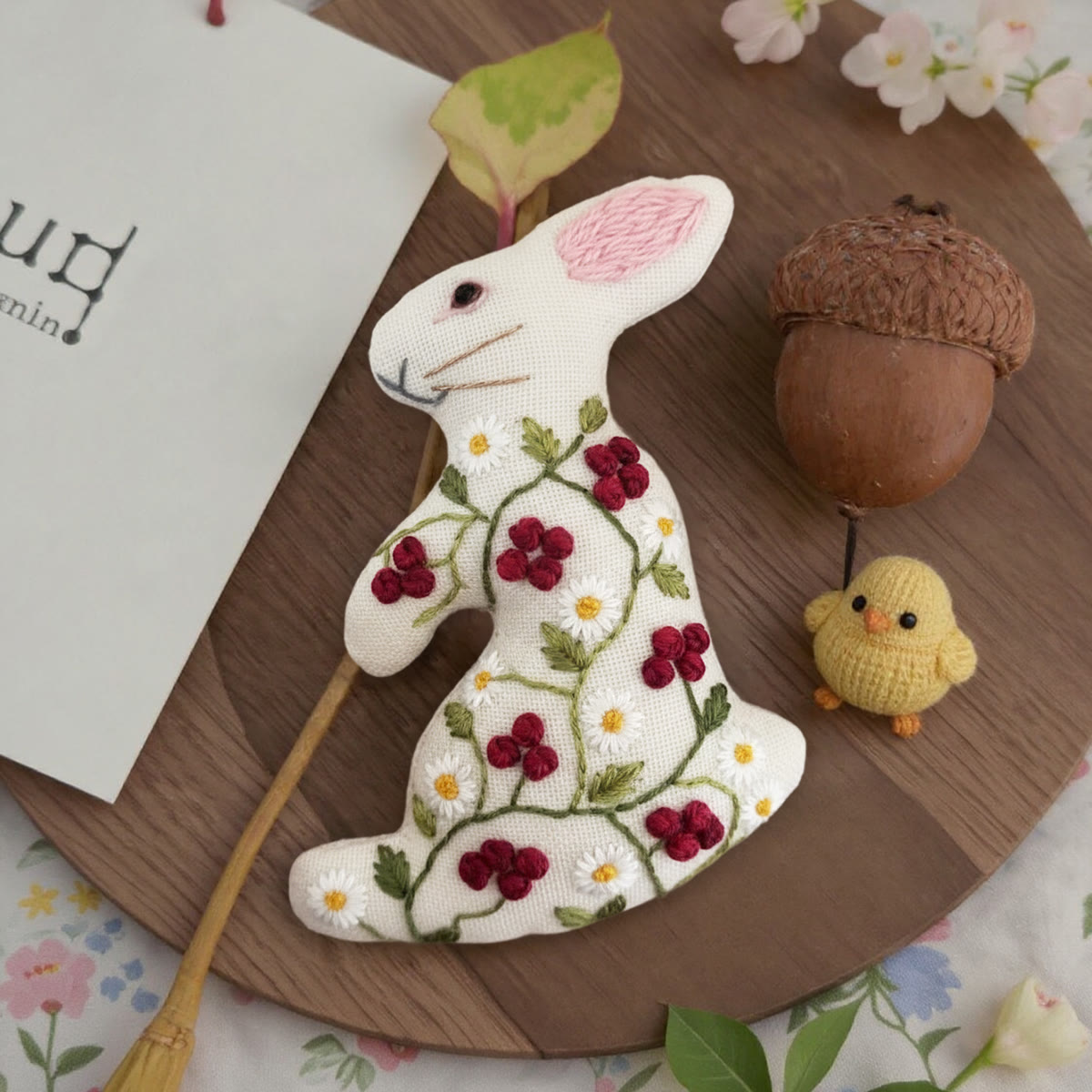 Rubbyoo Rabbit Embroidery Kit - Little Red Flower| Adorable Animal Craft | Nice Holiday Home Decor - image 5