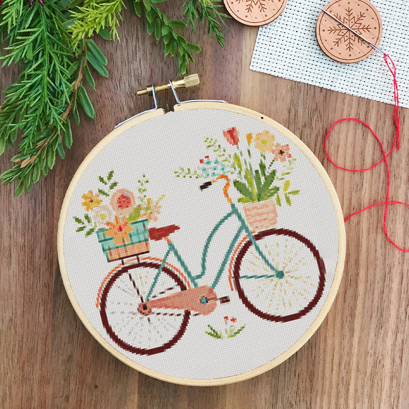  Cross Stitch Kit - Botanical Bicycle | Diy Stitch Handicraft | Nice Birthday Gifts For Friends - image 7