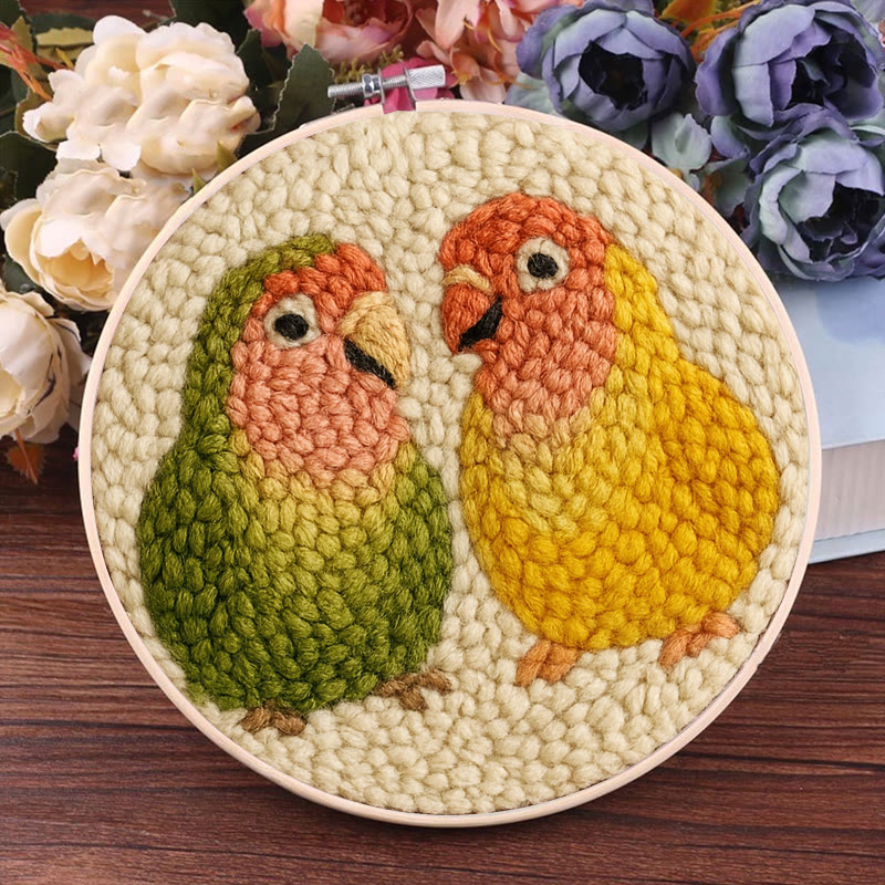 Shy Parrots Punch Needle Kit - Spring Bird Craft |  Beginner Friendly Needlework - image 6