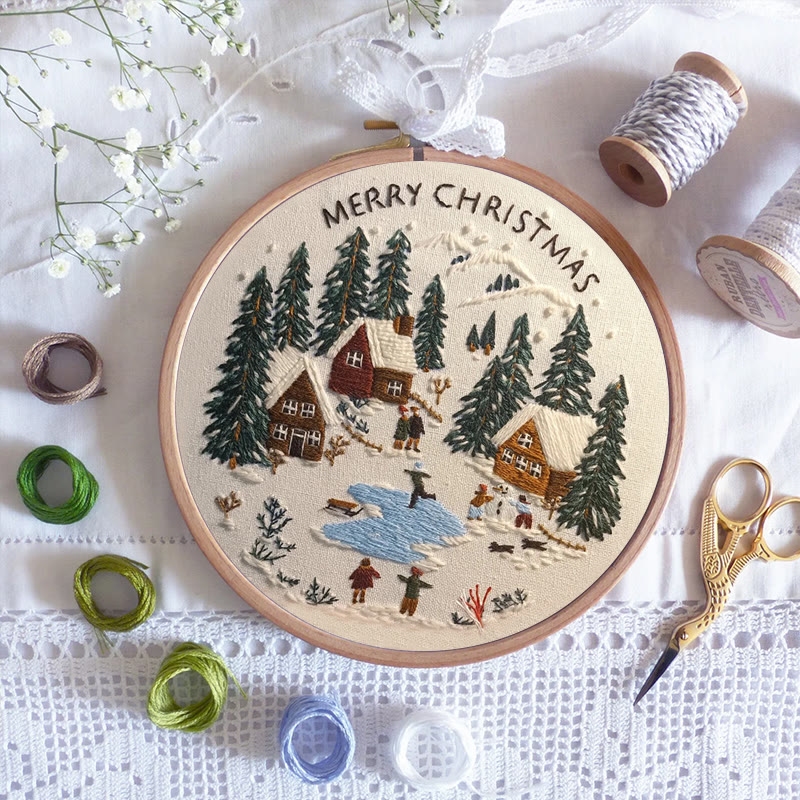 Rubbyoo Embroidery Kit - Snowy Village Scene | Handmade Crafts For Friends | Diy Christmas Needlepoint - image 9