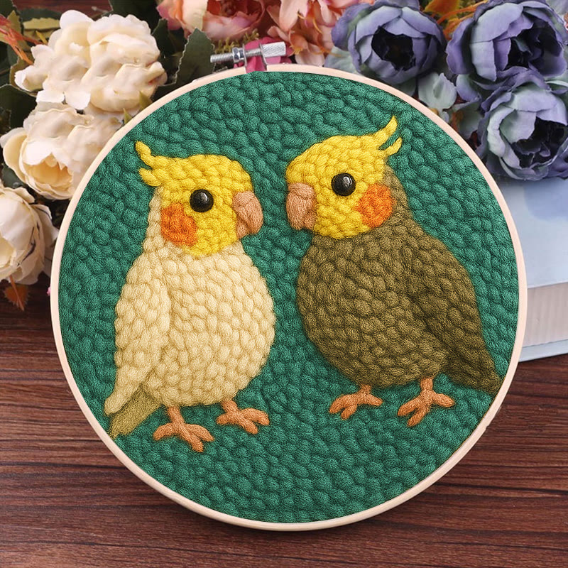  Parrot Couple Punch Needle Kit - Lovely Bird Needlework | Nice Wedding Handicraft - image 6