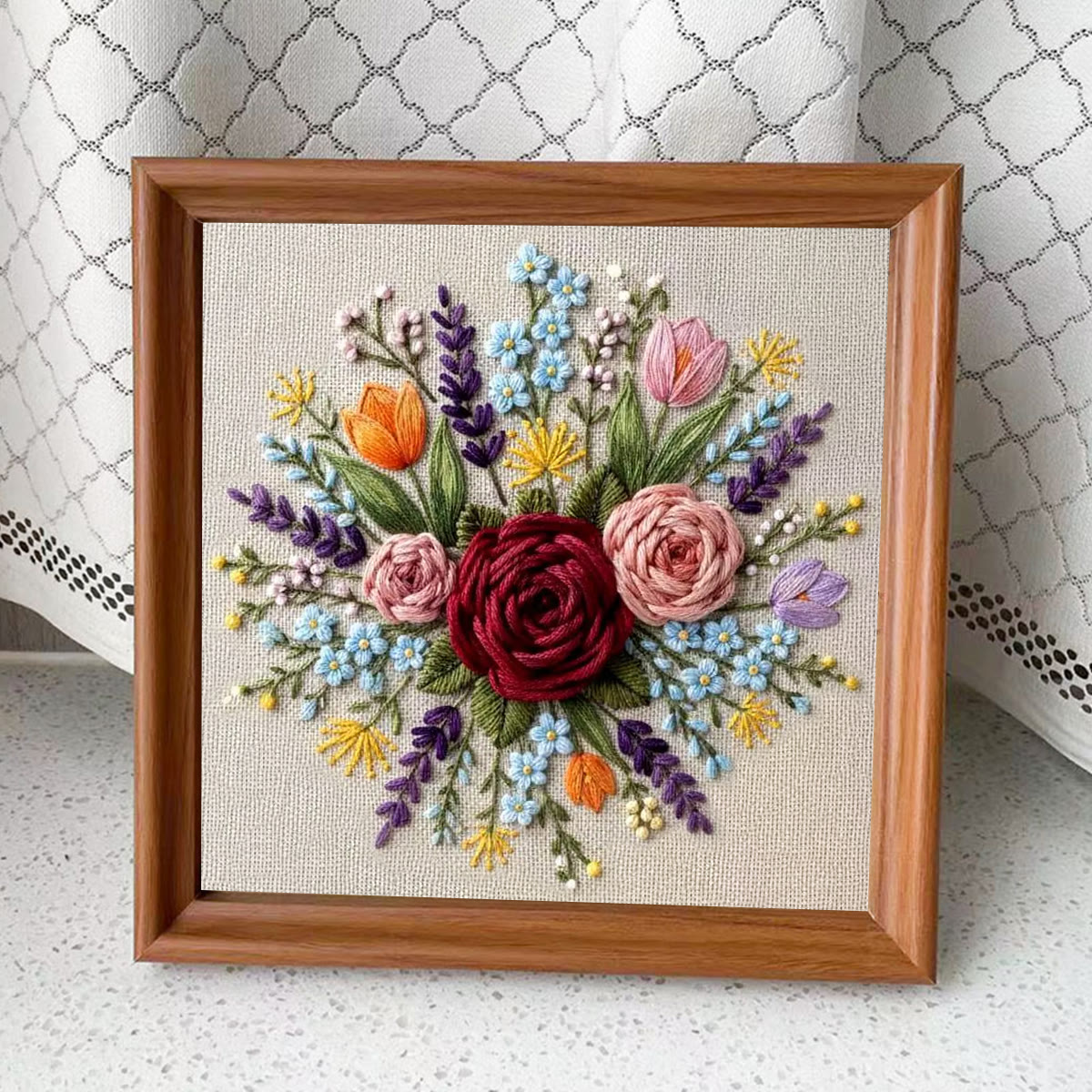 Rubbyoo Embroidery Kit - Romantic Roses | Handmade Gift For Her | Diy Valentine Day Gift - Embroidery Kit Plus An Extra Frame - image 13