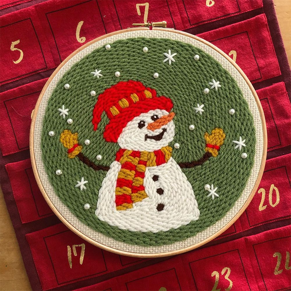 Happy Snowman Punch Needle Kit - Christmas Tree Ornament | Nice Christmas Gifts  - image 8