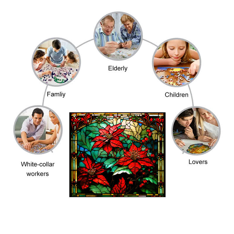 poinsettia - Wooden Jigsaw Puzzle