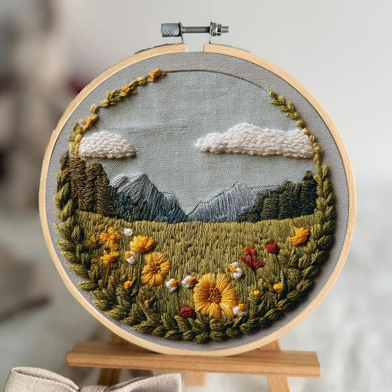 Rubbyoo Embroidery Kit - Beautiful Wildflower | Handmade Landscape Craft | Diy Stitch Craft For Starter - image 4