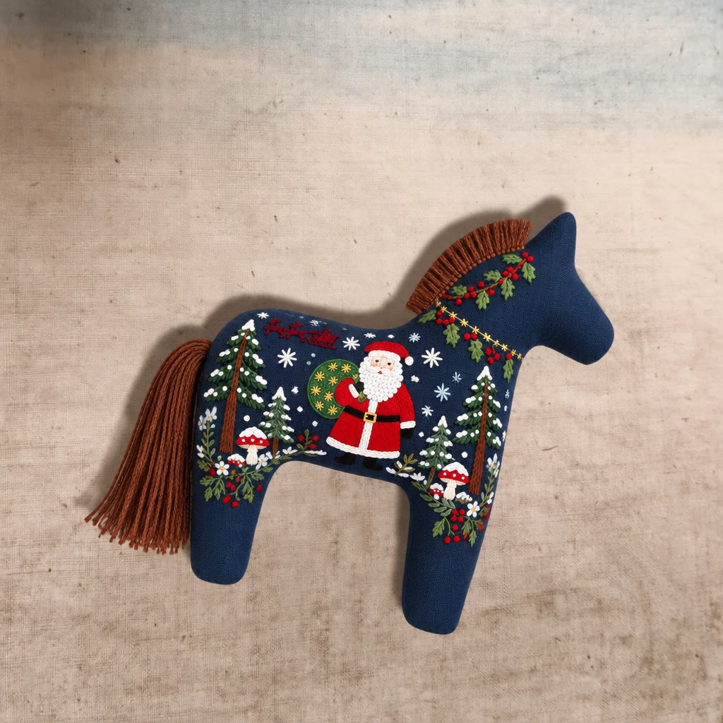Rubbyoo Dala Horse Embroidery Kit - Santa Night | Handmade Xmas Tree Hanging | Cozy Christmas Home Ornament - image 8