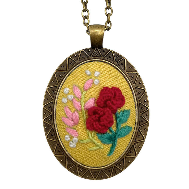 Hand Embroidered Pendant Necklace - Pattern 5 - image 9