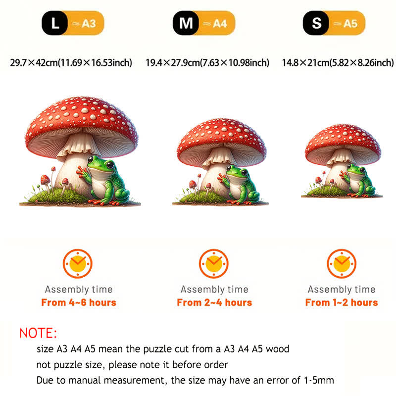 A frog sitting on a mushroom - Wooden Jigsaw Puzzle