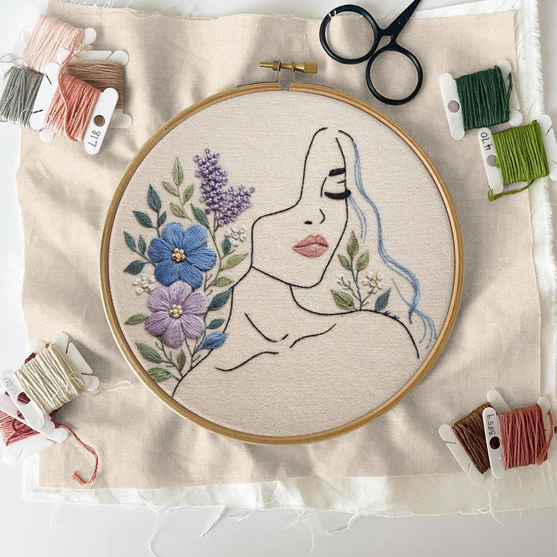 Rubbyoo Embroidery Kit - Woman With Flower | Diy Floral Craft | Easy Needle Artwork  - image 6
