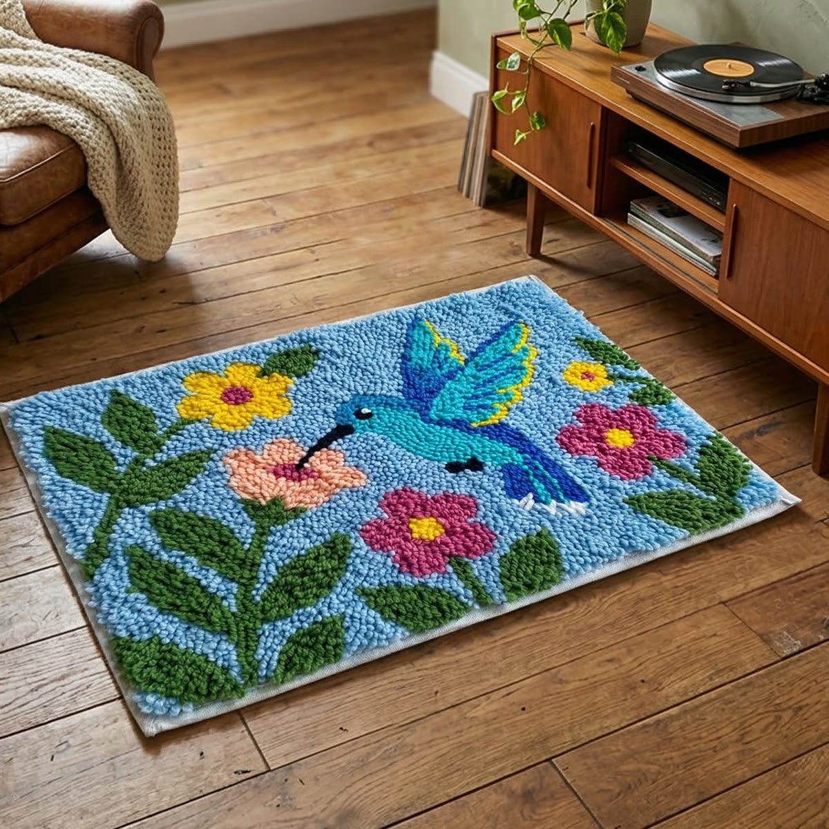 Rubbyoo Latch Hook Rug Kit - Hummingbird | Decorative Outdoor Mat |  Diy Hook Craft  - image 3