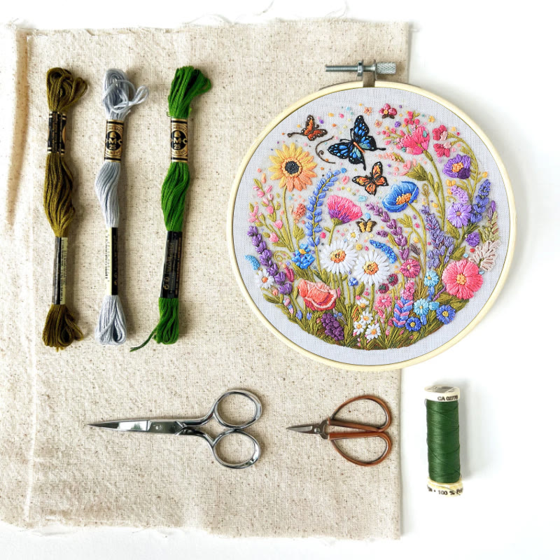 Rubbyoo Embroidery Kit - Beautiful Wildflowers | Floral Hoop Art | Diy Anniversary Craft - image 7