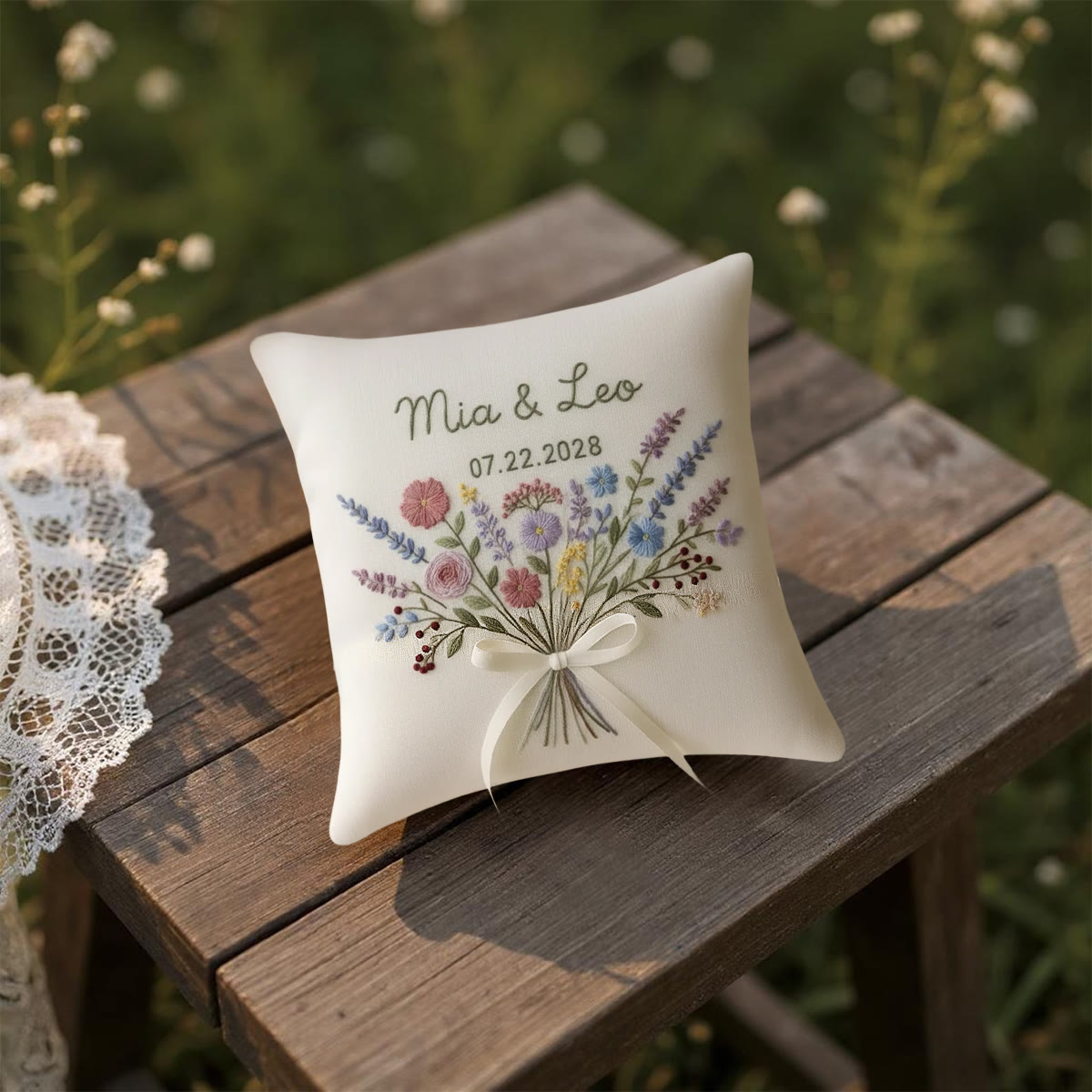 Rubbyoo Personalized Ring Bearer Pillow Embroidery Kit - Colorful Floral Bouquet | Beginner-friendly Handcraft | Elegant Gifting - image 10