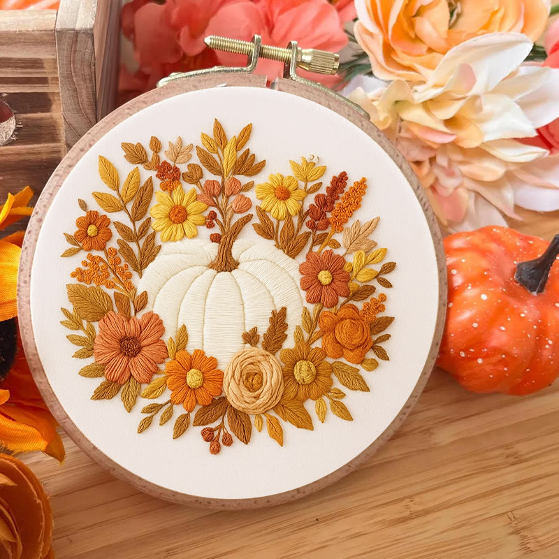 Rubbyoo Embroidery Kit - Autumn Pumpkin |  Perfect  Fall Craft | Halloween Decor Project - image 3