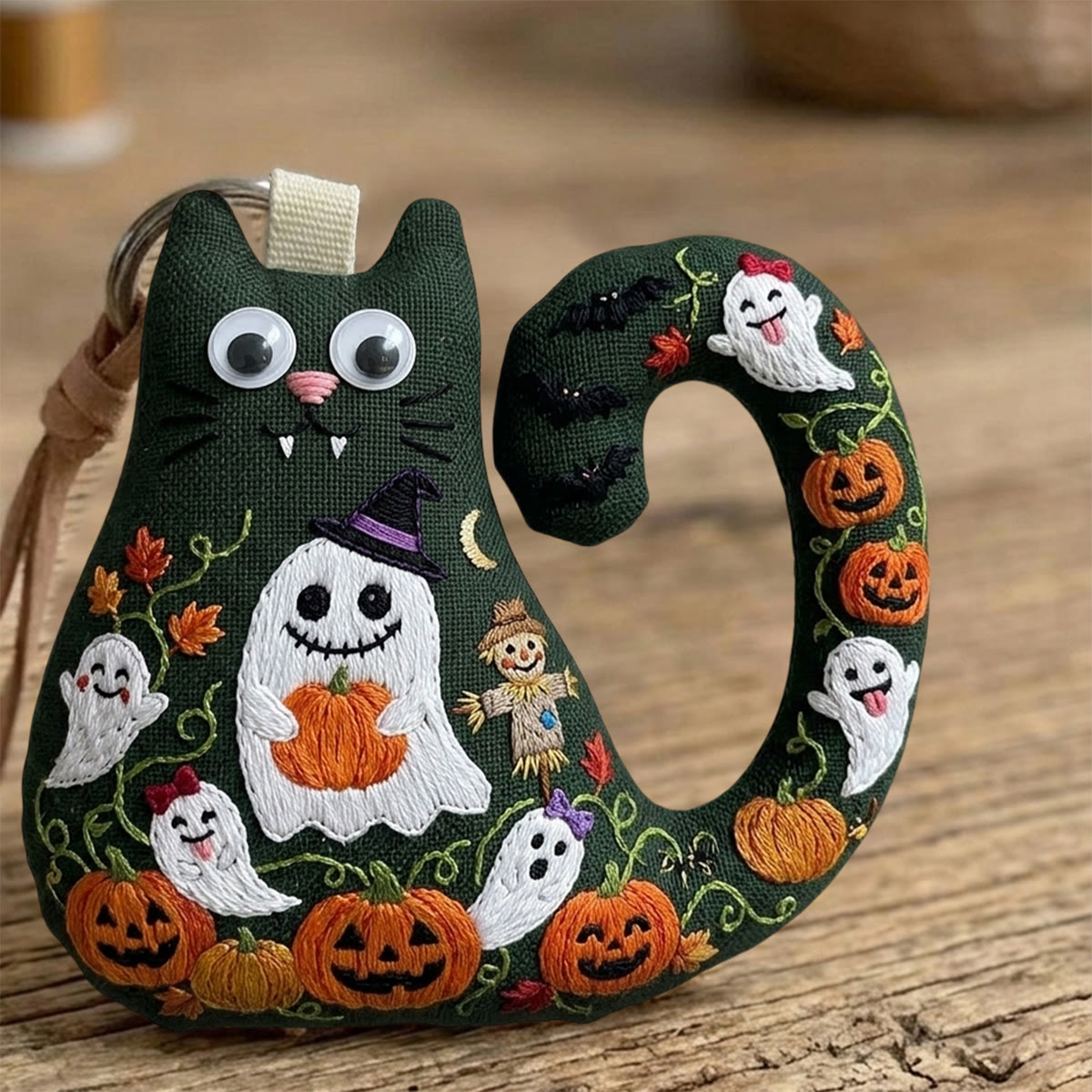 Rubbyoo Cat Embroidery Kit - Ghost Holding Pumpkin | Wall Hanging Ornament | Handmade Halloween Decoration - image 9