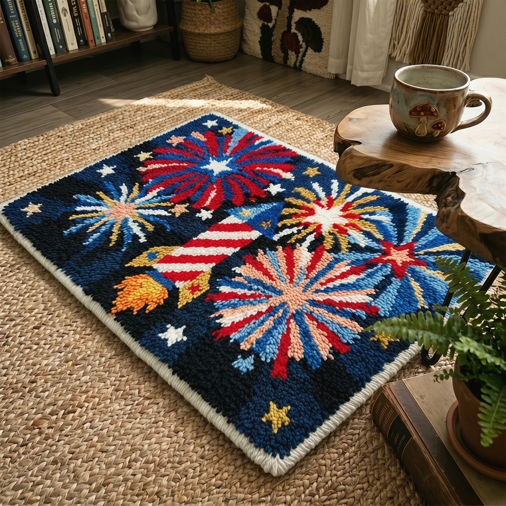 Rubbyoo Latch Hook Rug Kit - Firework Rocket | Unique Handmade Gift | Patriotic Porch Decor - image 5