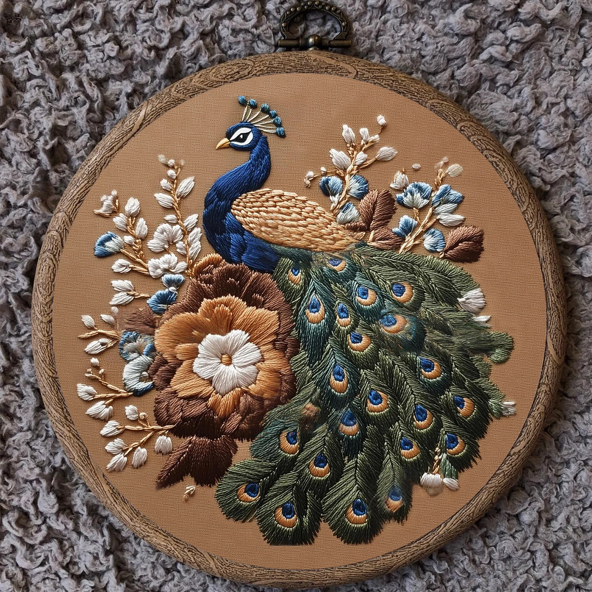 Rubbyoo Embroidery Kit - Peacock And Vintage Floral | Novice Friendly Craft | Elegant Home Addition - image 11