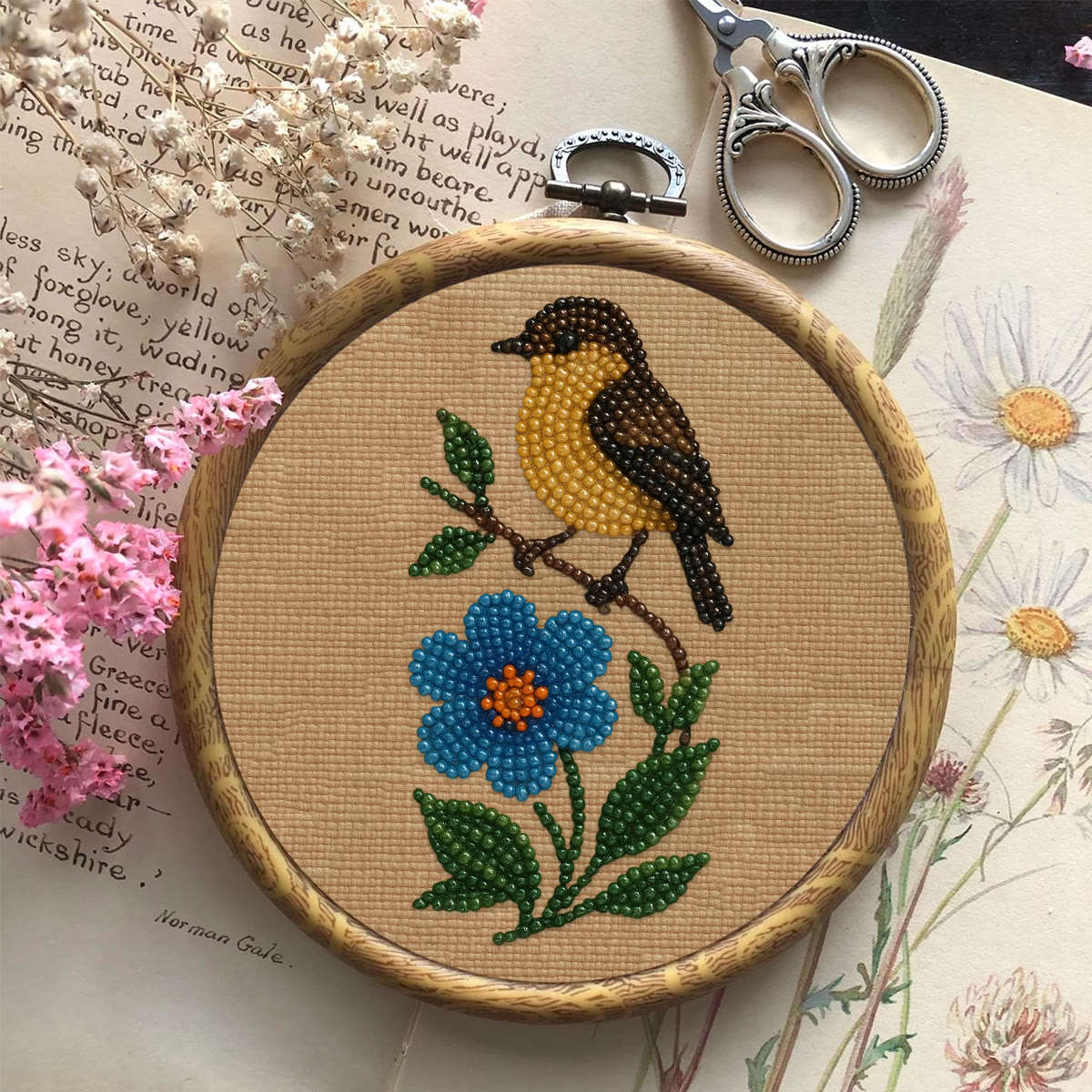 Rubbyoo Bead Embroidery Kit - Floral Bird | Beginner Needle Artcraft | Personalized Home Decor - image 3