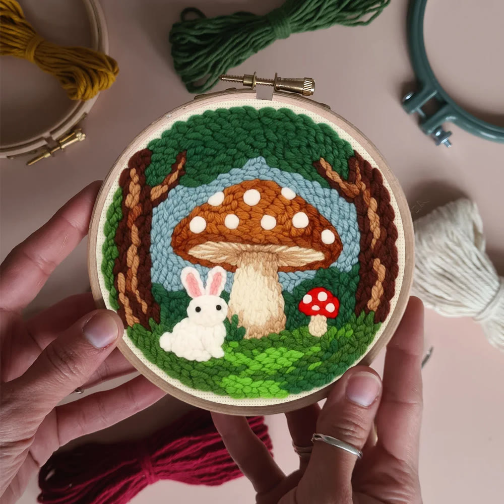 Whimsical Forest Bunny Mushroom Punch Needle Kit – Gift for Handcraft Enthusiasts | Warm Cute Home Decor - image 6