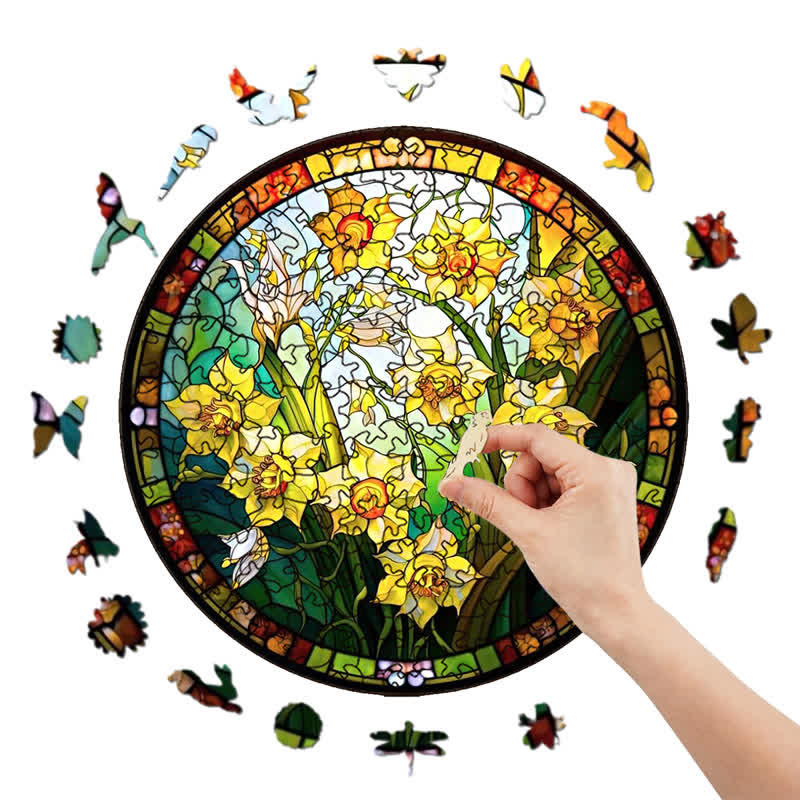 Rubbyoo Daffodil Flower - Wooden Jigsaw Puzzle