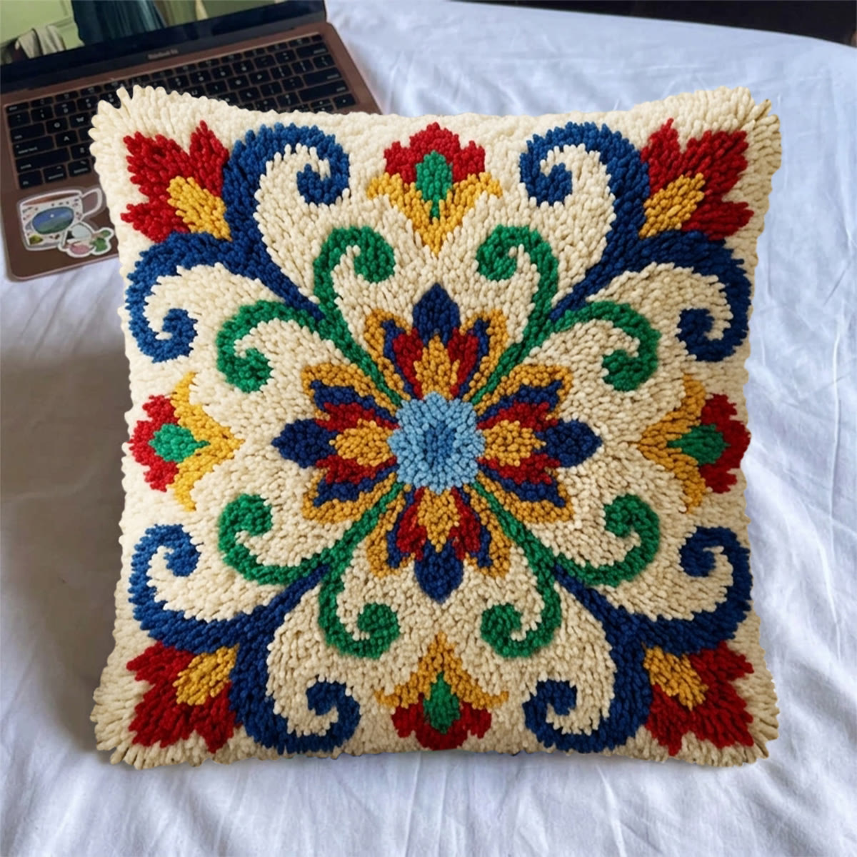 Rubbyoo Latch Hook Pillow Kit - Boho Bloom | Pillow Cover Set | Unique Housewarming Gift  - image 7