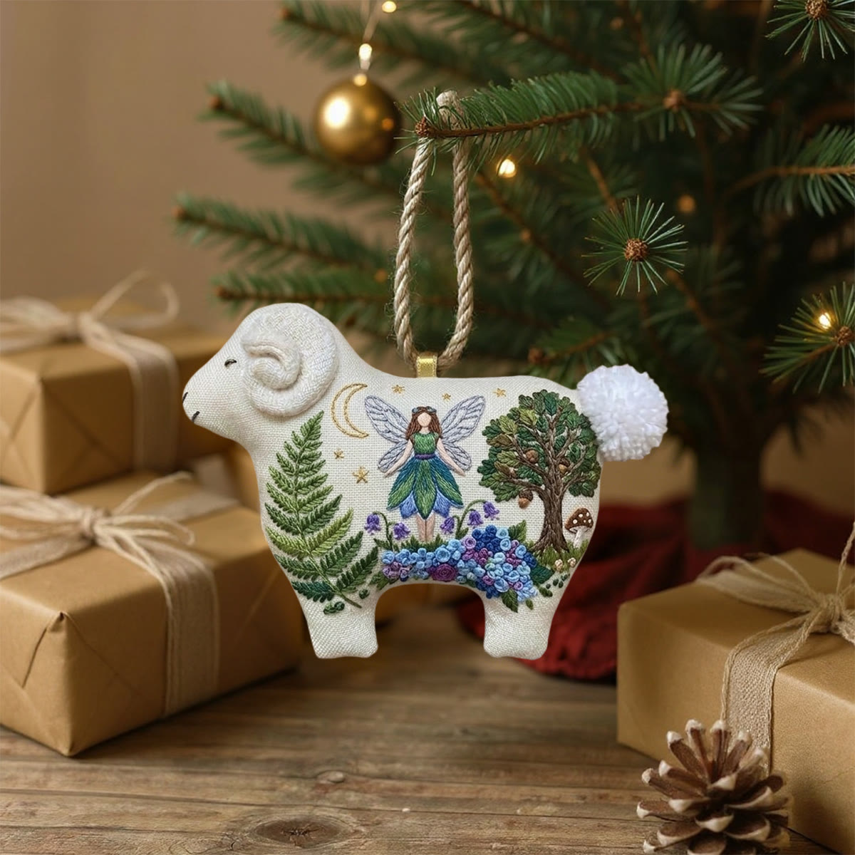 Rubbyoo Lamb-shaped Embroidery Kit - Forest Fairy With Wings | Whimsical Mythical Gift | Nursery Fairytale Wall Hanging - image 4