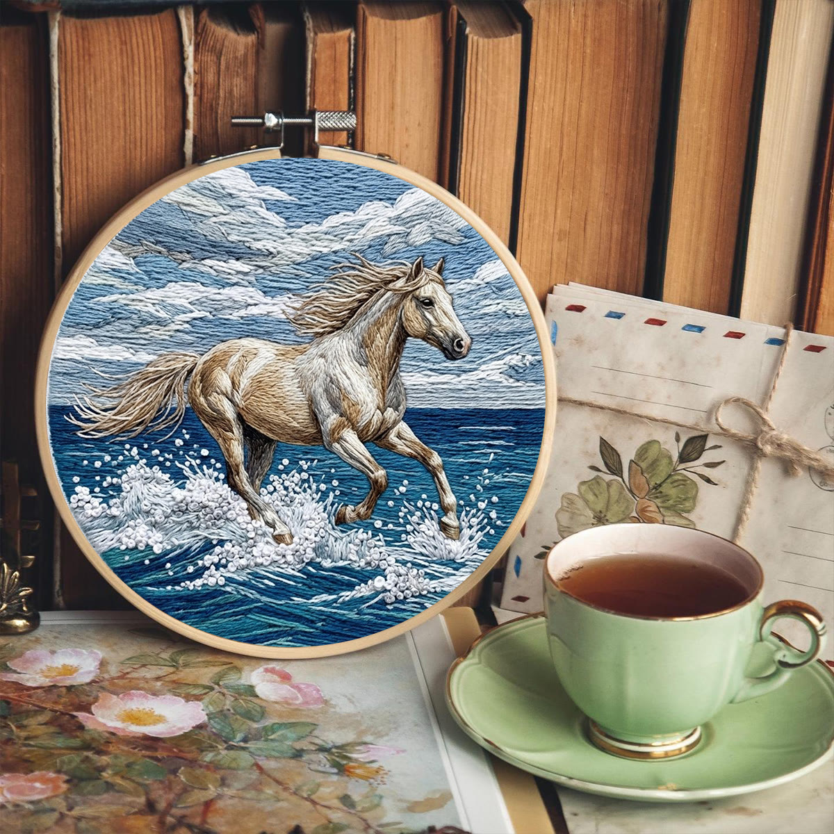 Rubbyoo Embroidery Kit - Surfing Horse | Aesthetic Ocean Horse Sewing Kit  | Intricate Animal-inspired Ornament - image 10