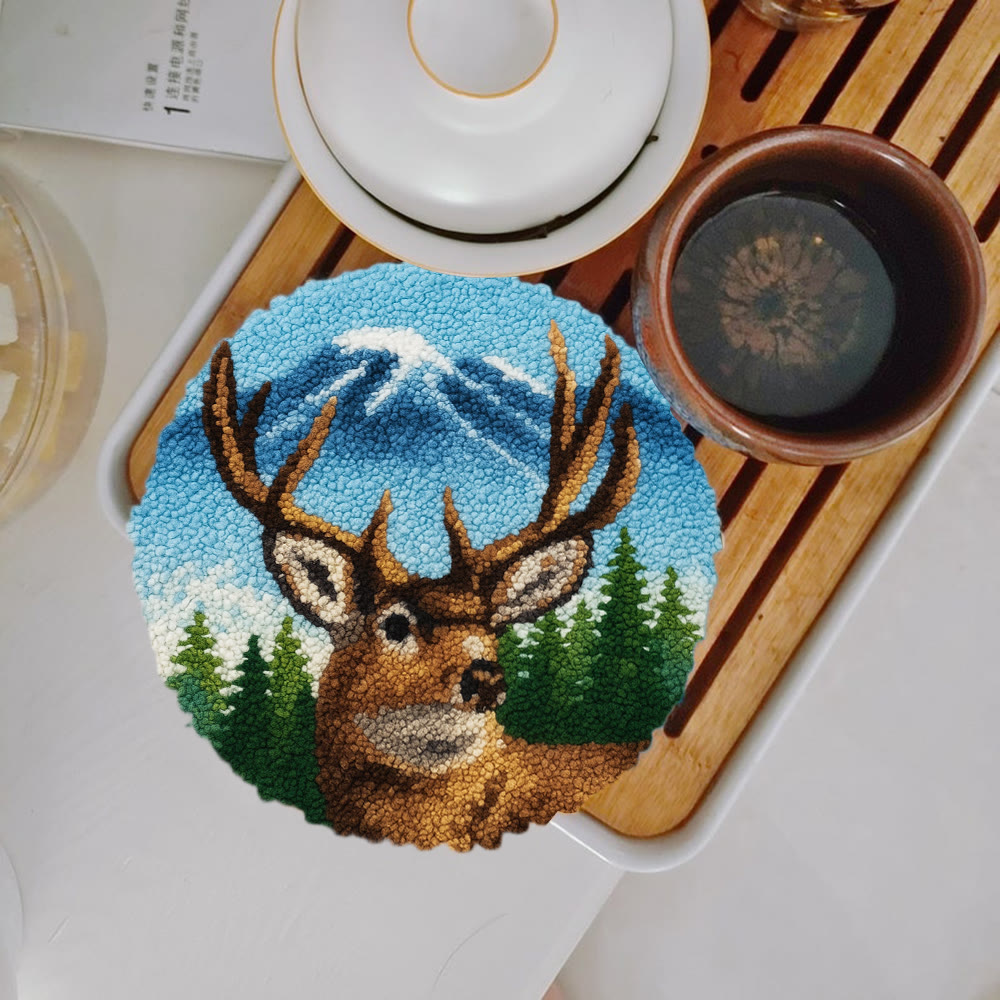 King Of Milu Deer Punch Needle Kit - Diy Animal Handmade Craft | Perfect Art For Home Decor - 5 inch Coaster Kit - image 11