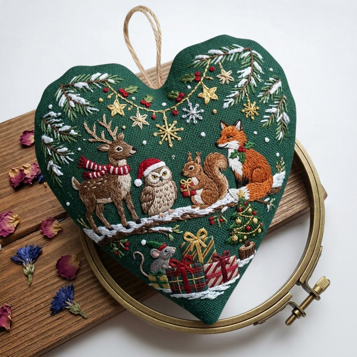 Rubbyoo Heart Embroidery Kit - Cheerful Christmas Party | Romantic Forest Landscape Art | Meaningful Gift For Cherished Togetherness - image 6