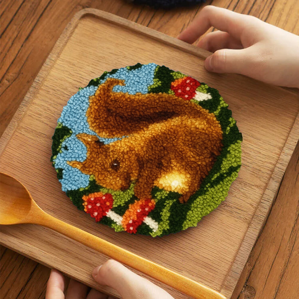 Squirrel Mushroom Punch Needle Kit - Nature Craft | Ideal for Home Decor - 5 inch Coaster Kit - image 12